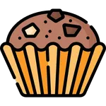 Icono de una magdalena con trozos de chocolate