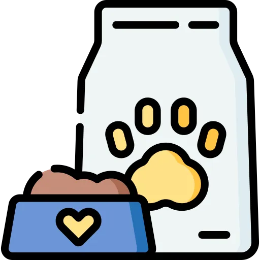 Icono de saco de pienso y comedero para mascotas